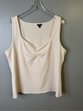 Torrid Ivory Textured Sleeveless Tank Top Plus Size 3 V-Neck Stretch